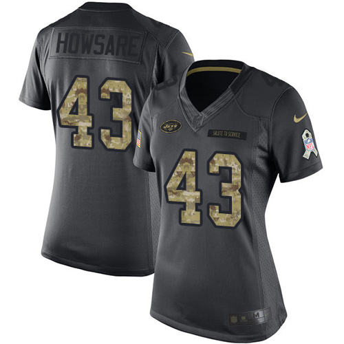 Women's Limited Julian Howsare Nike Jersey Black - #43 2016 Salute to Service NFL New York Jets
